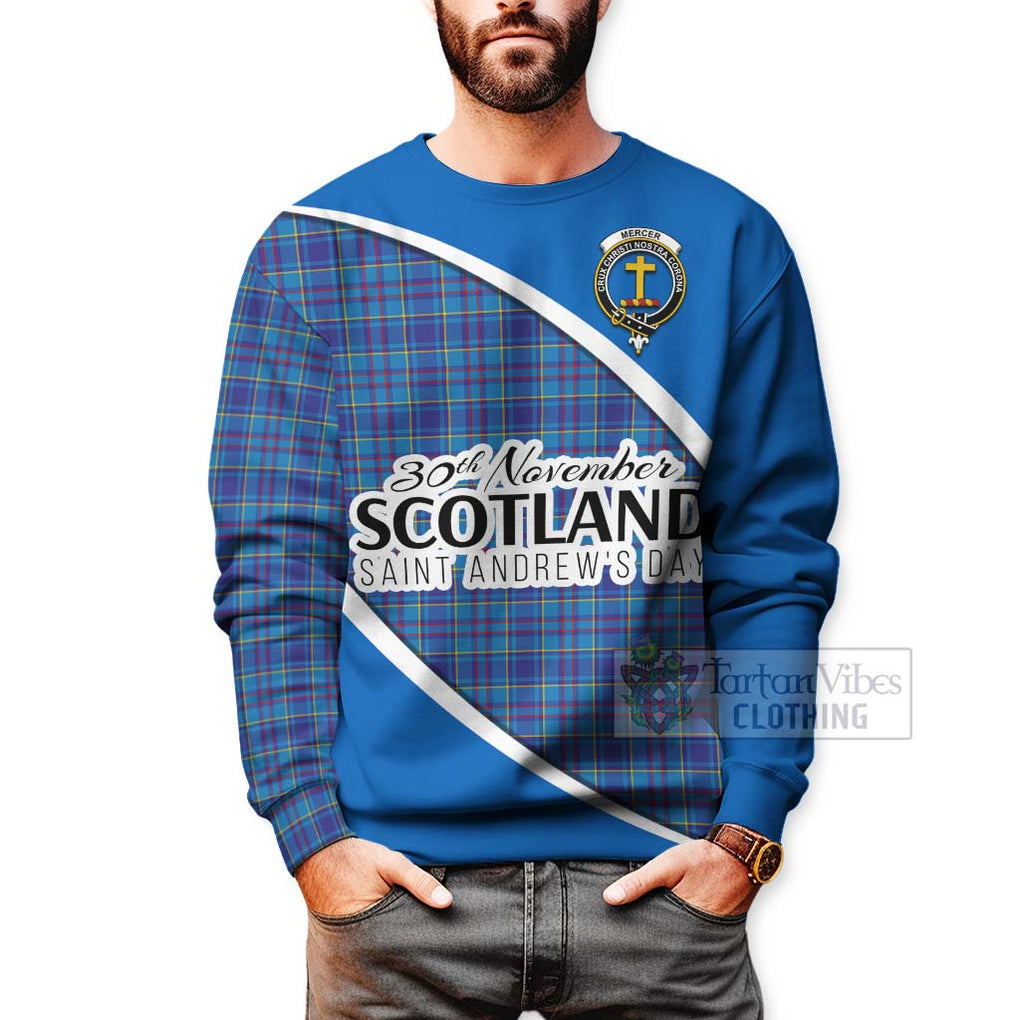 Tartan Vibes Clothing Mercer Family Crest Tartan Sweatshirt Celebrate Saint Andrew's Day in Style