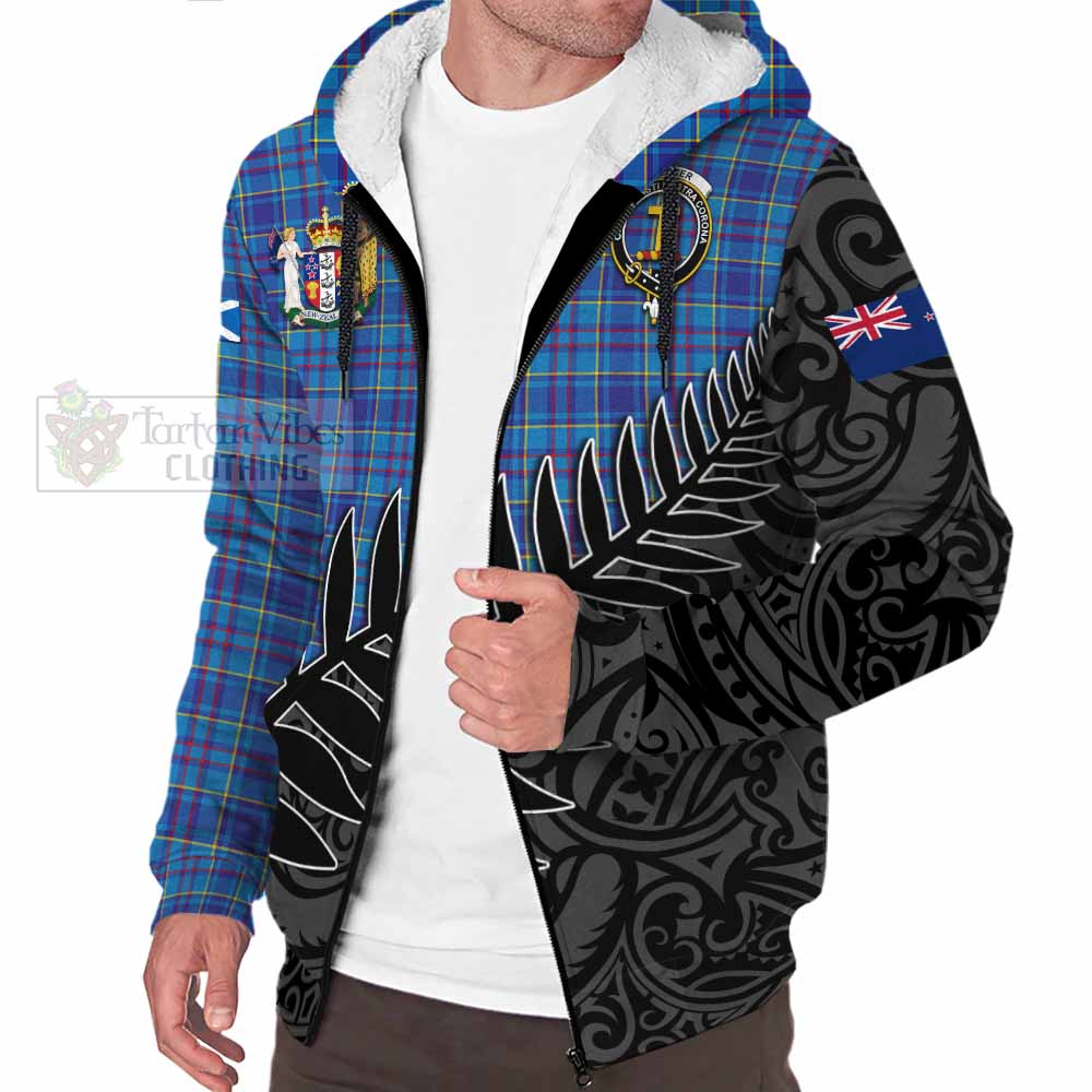 Tartan Vibes Clothing Mercer Crest Tartan Sherpa Hoodie with New Zealand Silver Fern Half Style