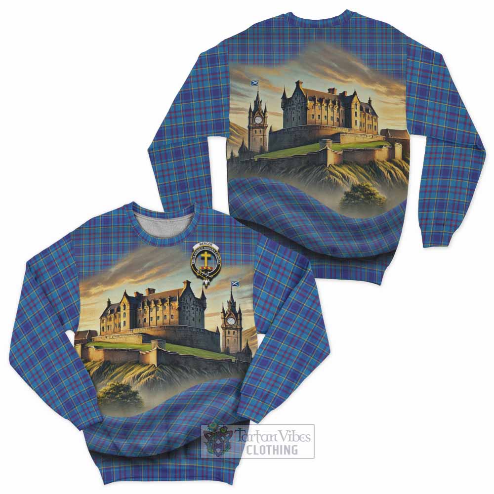 Mercer Tartan Family Crest Sweatshirt with Scottish Ancient Castle Style - Tartan Vibes Clothing