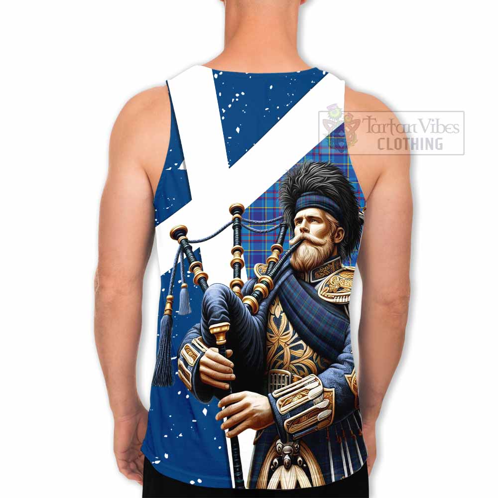 Mercer Tartan Men's Tank Top with Family Crest Scottish Bagpiper Vibes