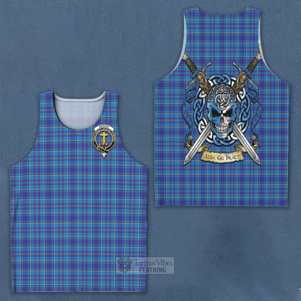 Tartan Vibes Clothing Mercer Tartan Men's Tank Top with Family Crest Celtic Skull Style