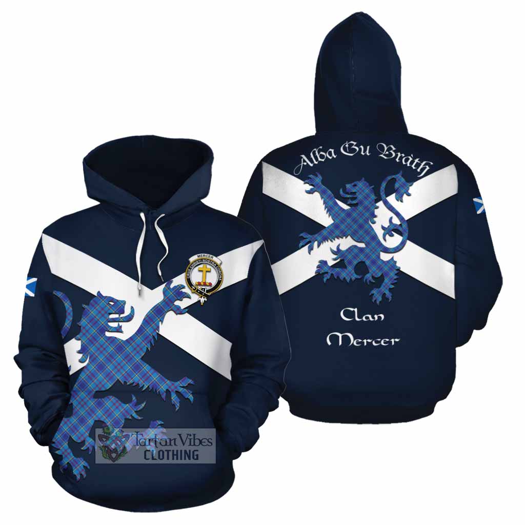 Tartan Vibes Clothing Mercer Tartan Lion Rampant Cotton Hoodie Proudly Display Your Heritage with Alba Gu Brath and Clan Name