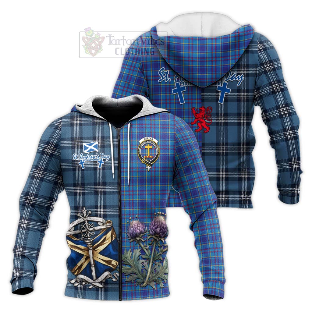 Tartan Vibes Clothing Mercer Tartan Knitted Hoodie Happy St. Andrew's Day Half Tartan Style