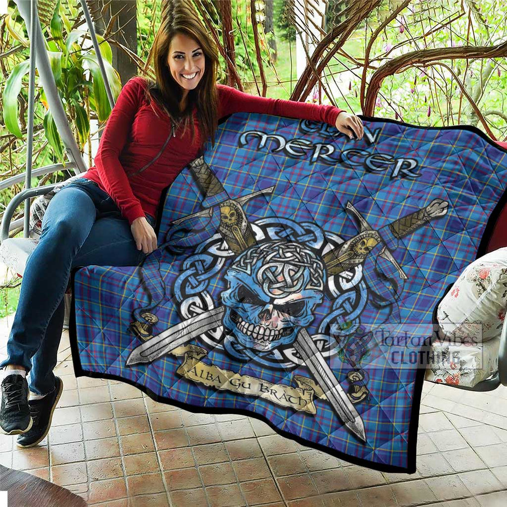 Tartan Vibes Clothing Mercer Tartan Quilt with Celtic Skull Alba Gu Brath Style