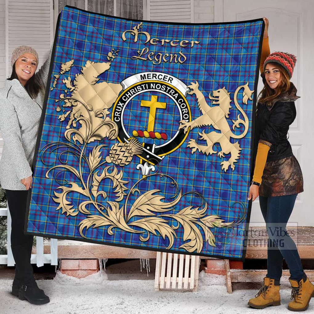 Tartan Vibes Clothing Mercer Tartan Quilt with Family Crest and Scottish Symbol Style