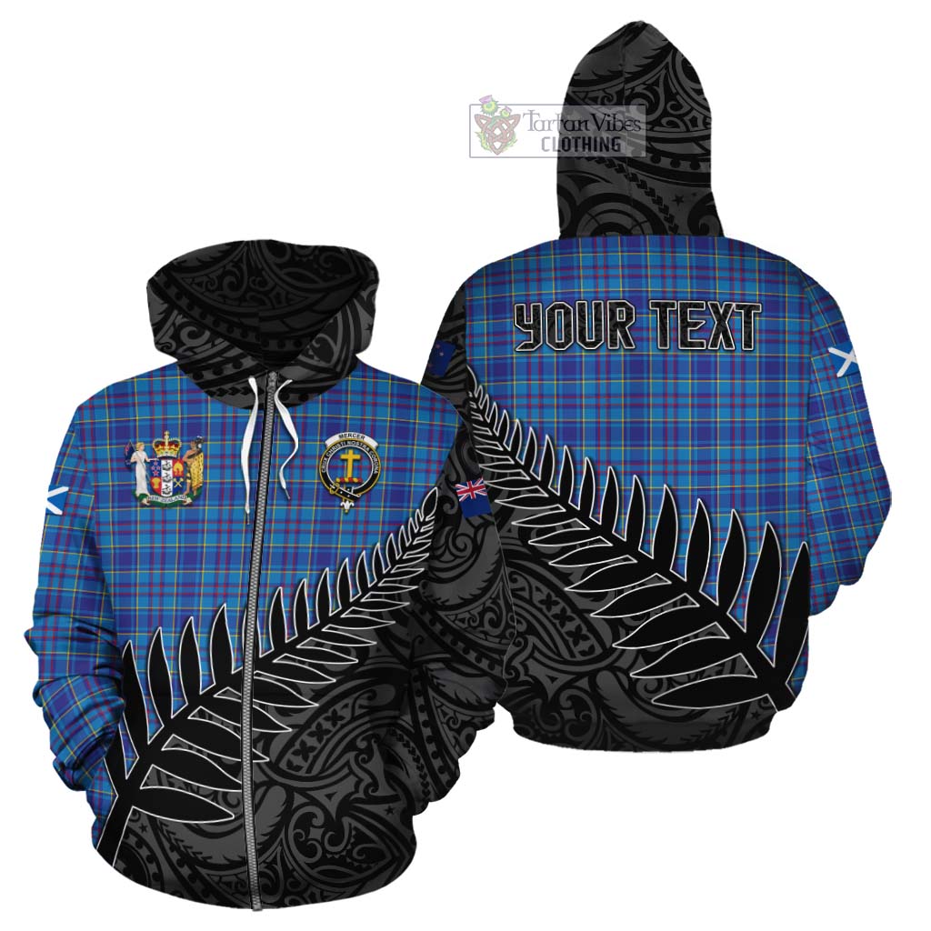 Tartan Vibes Clothing Mercer Crest Tartan Cotton Hoodie with New Zealand Silver Fern Half Style