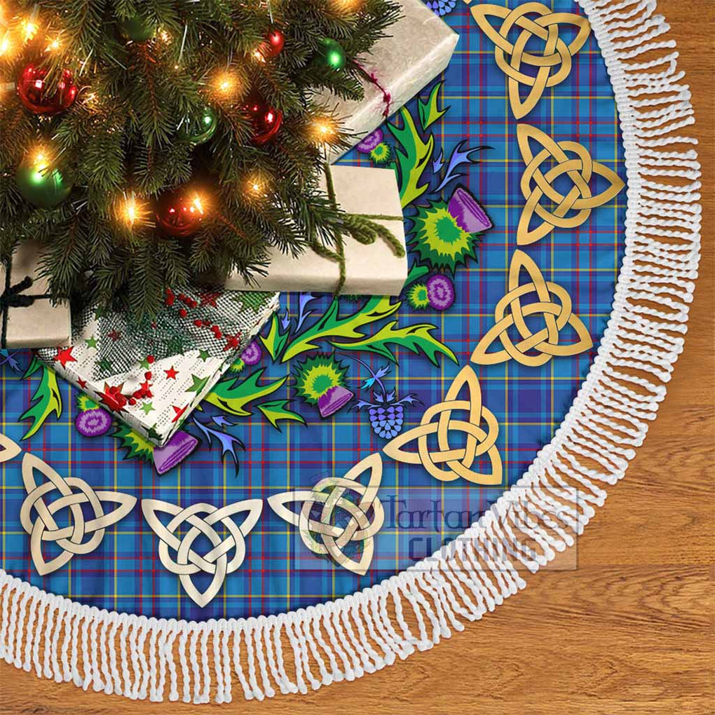 Tartan Vibes Clothing Mercer Tartan Christmas Tree Skirt with Thistle Celtic Knot Style