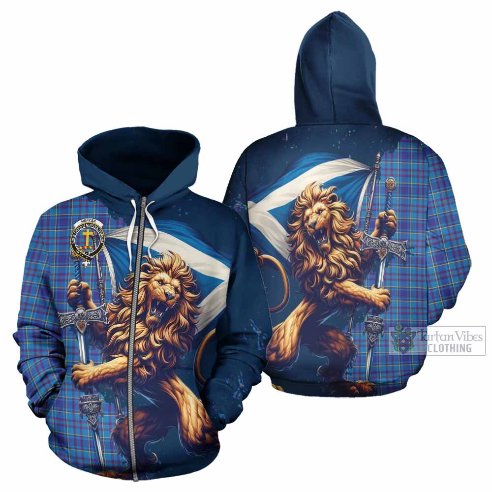 Mercer Tartan Family Crest Hoodie with Scottish Majestic Lion