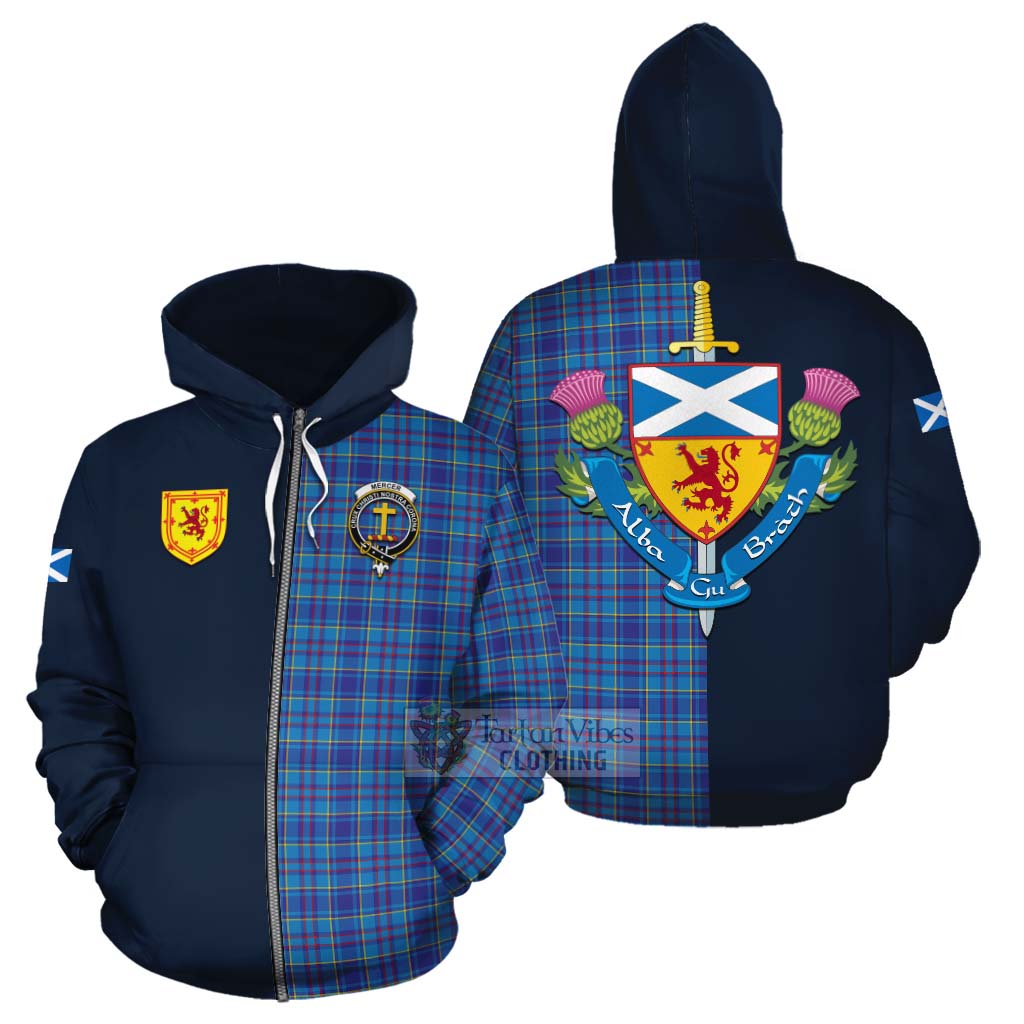 Tartan Vibes Clothing Mercer Tartan Cotton Hoodie Alba with Scottish Lion Royal Arm Half Style