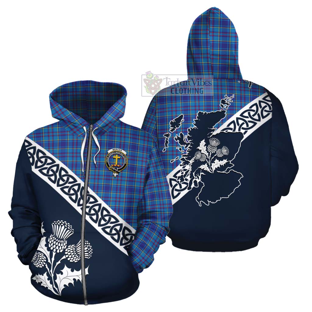 Tartan Vibes Clothing Mercer Tartan Cotton Hoodie Featuring Thistle and Scotland Map