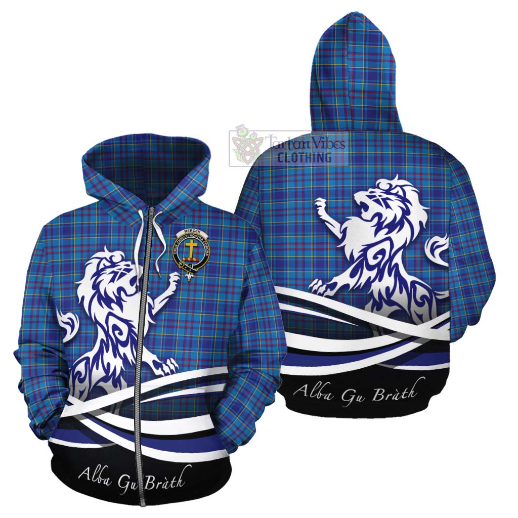 Tartan Vibes Clothing Mercer Tartan Cotton Hoodie with Alba Gu Brath Regal Lion Emblem