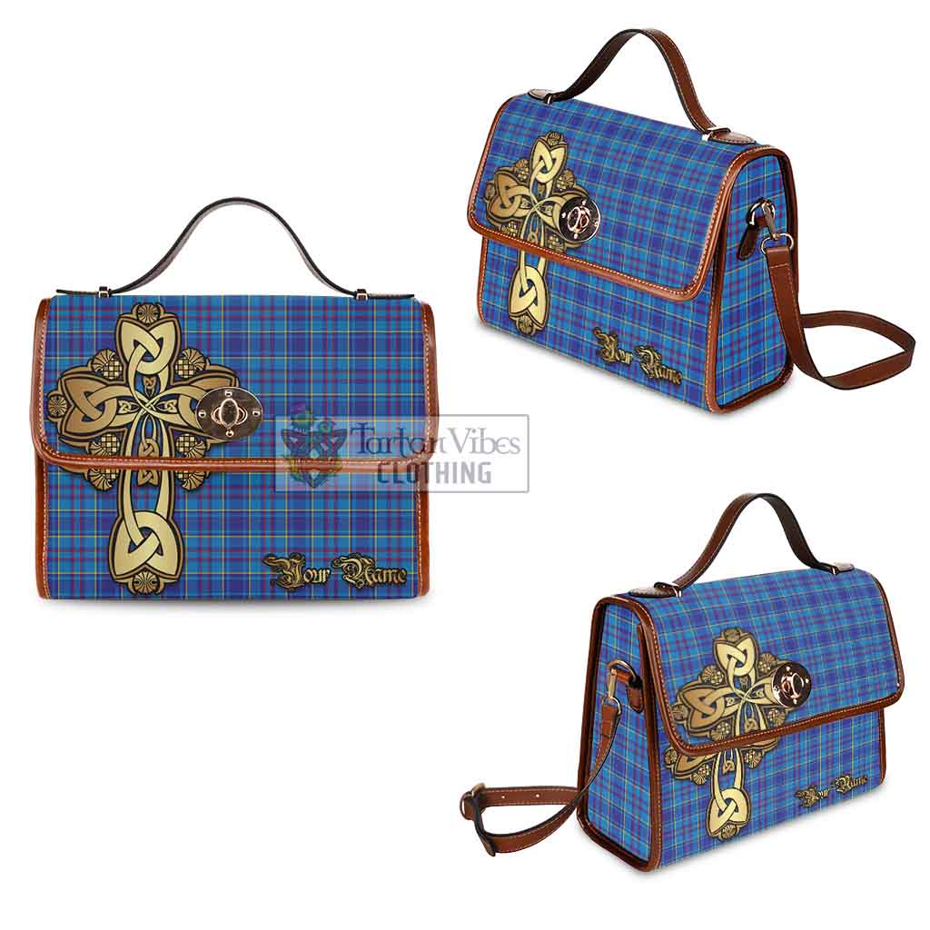 Tartan Vibes Clothing Mercer Tartan Waterproof Canvas Bag Golden Thistle Celtic Cross Style