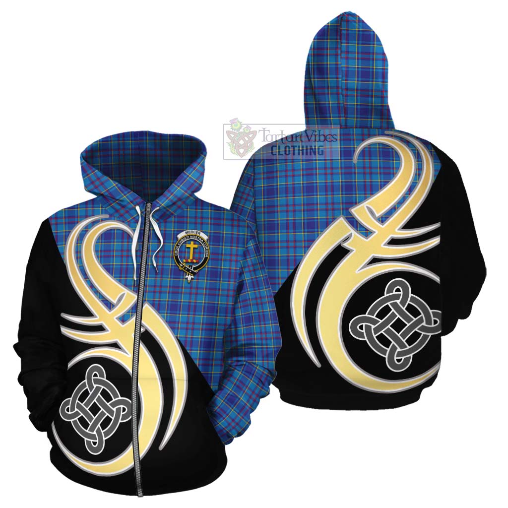 Tartan Vibes Clothing Mercer Tartan Cotton Hoodie with Family Crest and Celtic Symbol Style