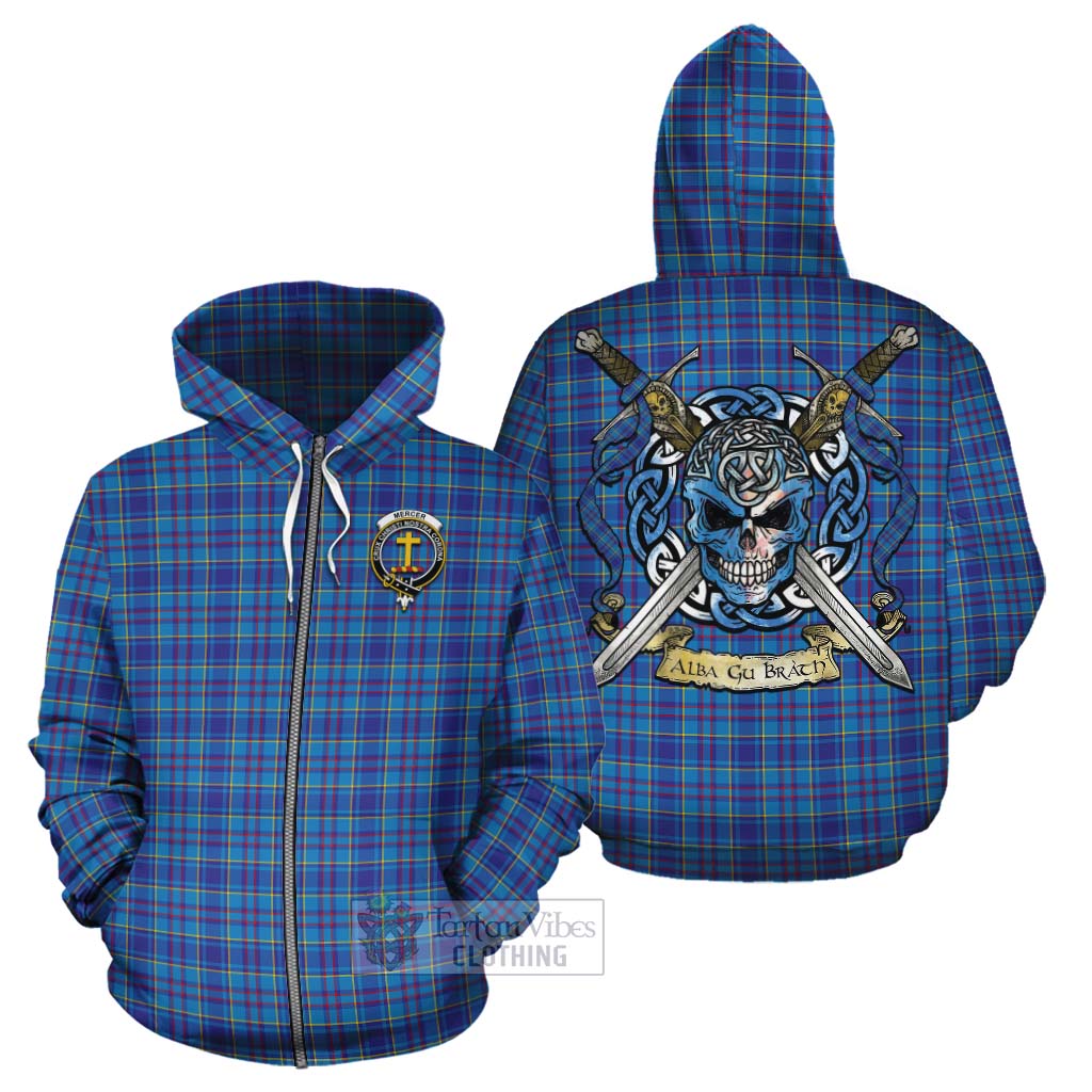 Tartan Vibes Clothing Mercer Tartan Cotton Hoodie with Family Crest Celtic Skull Style