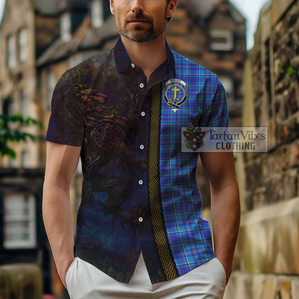 Mercer Tartan Family Crest Hawaiian Shirt Alba Gu Brath Be Brave Lion Ancient Style - Tartan Vibes Clothing