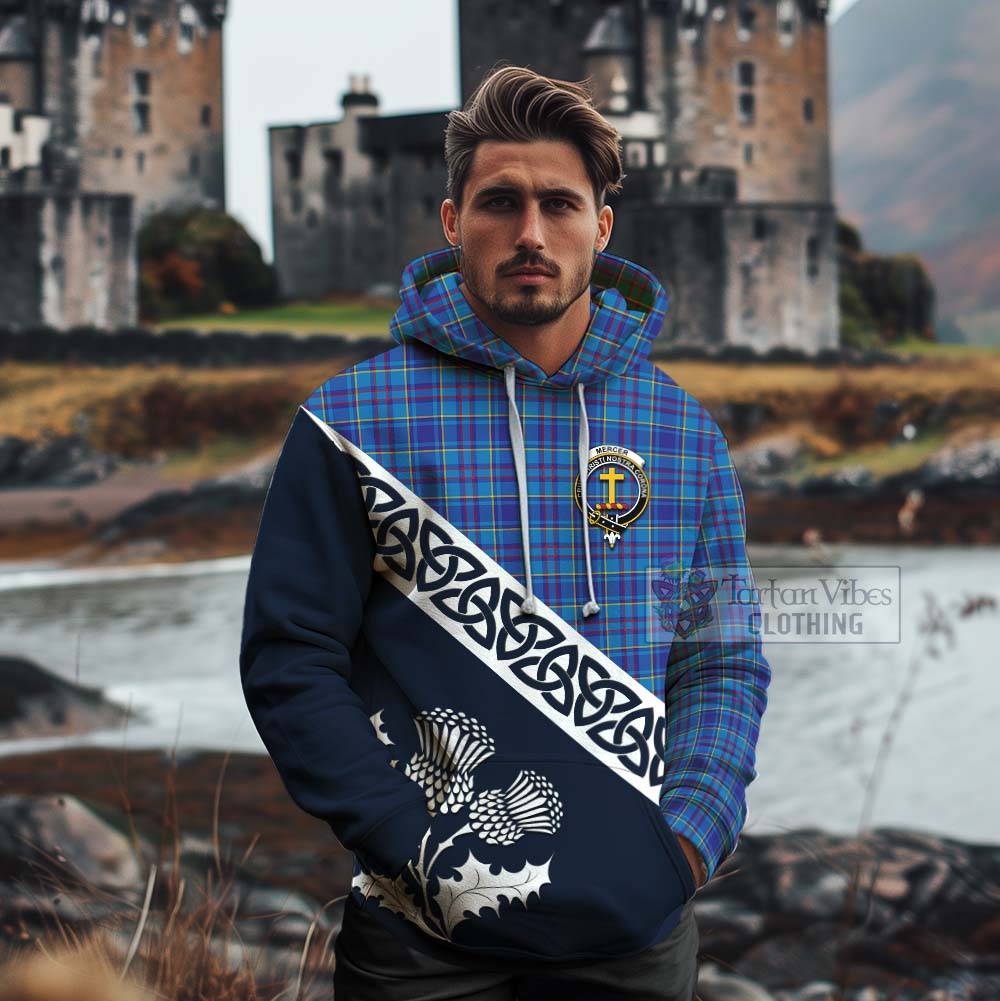 Tartan Vibes Clothing Mercer Tartan Cotton Hoodie Featuring Thistle and Scotland Map