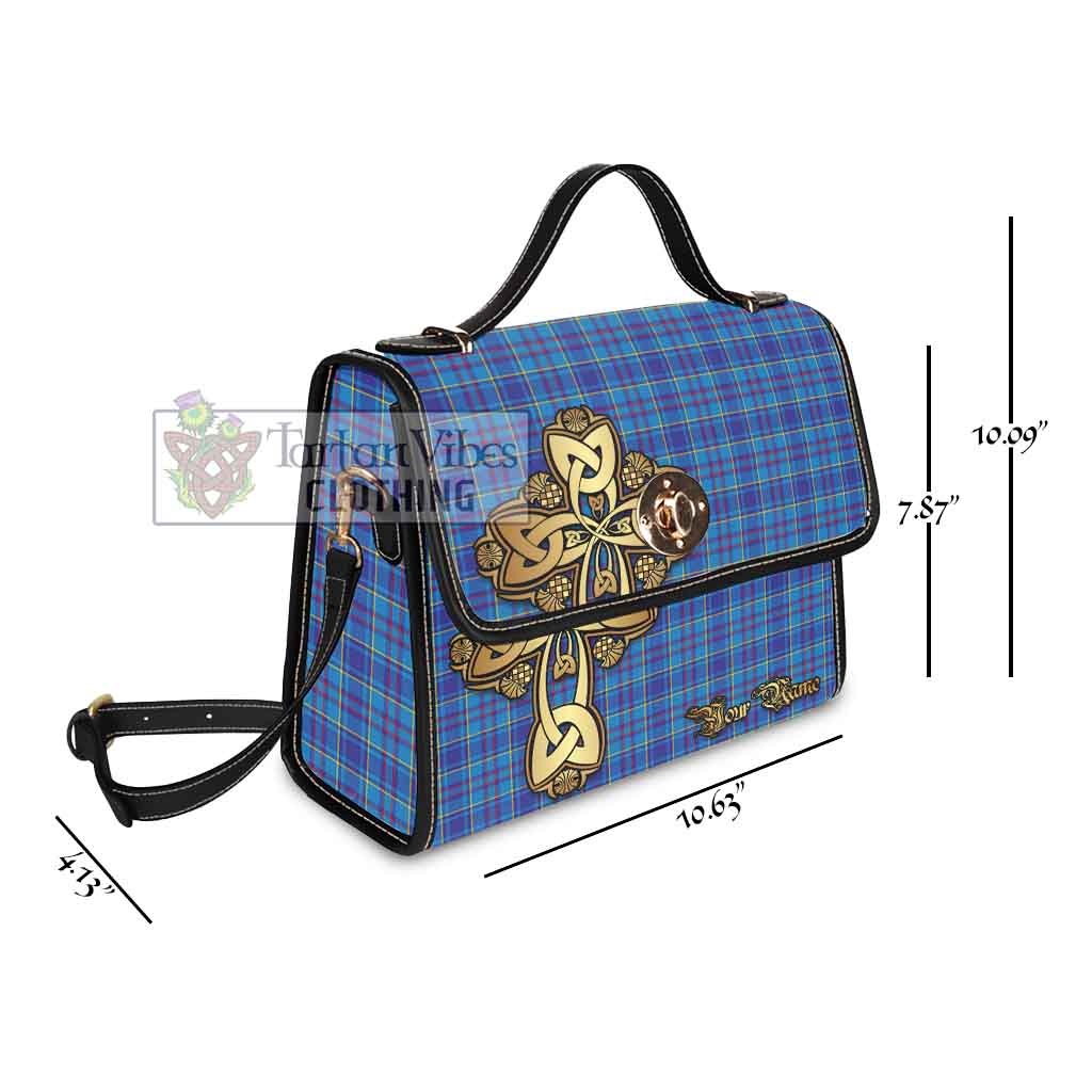 Tartan Vibes Clothing Mercer Tartan Waterproof Canvas Bag Golden Thistle Celtic Cross Style