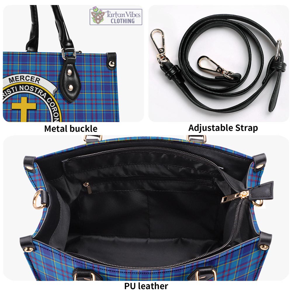 Tartan Vibes Clothing Mercer Modern Tartan Luxury Leather Handbags with Family Crest