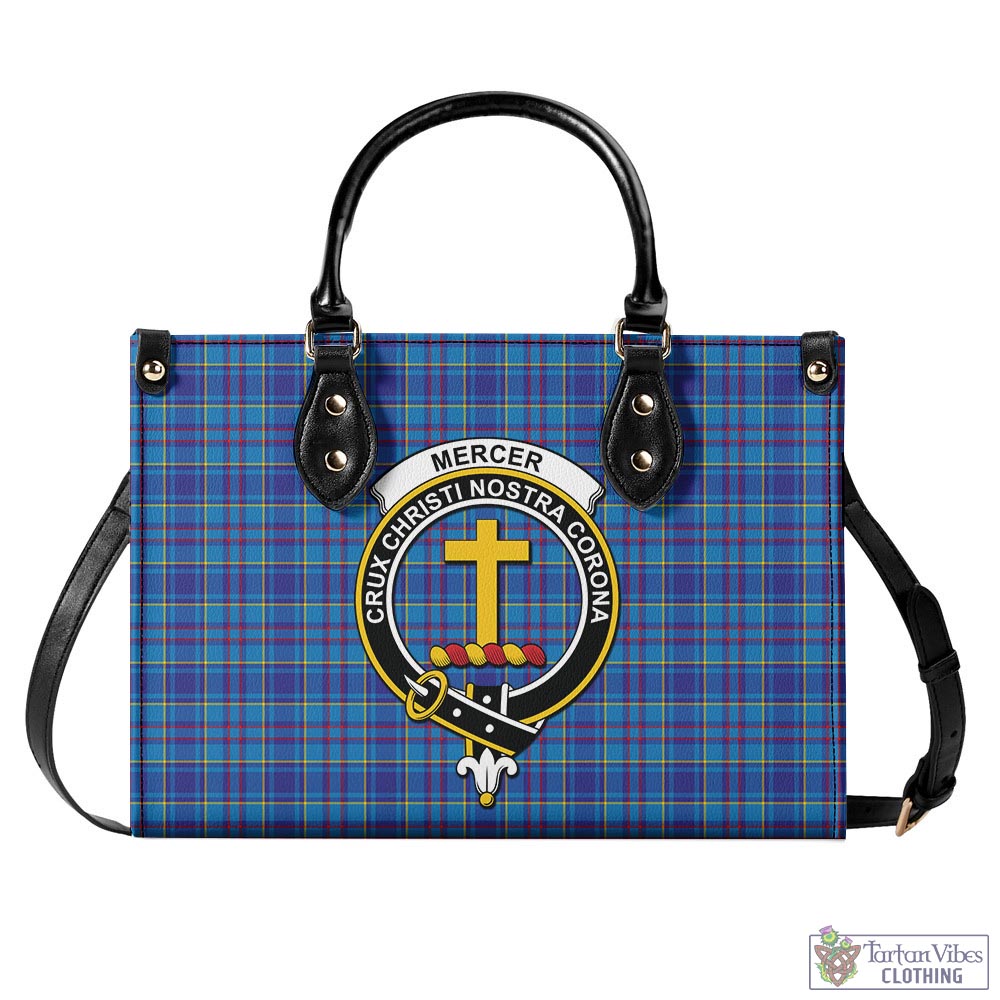 Tartan Vibes Clothing Mercer Modern Tartan Luxury Leather Handbags with Family Crest