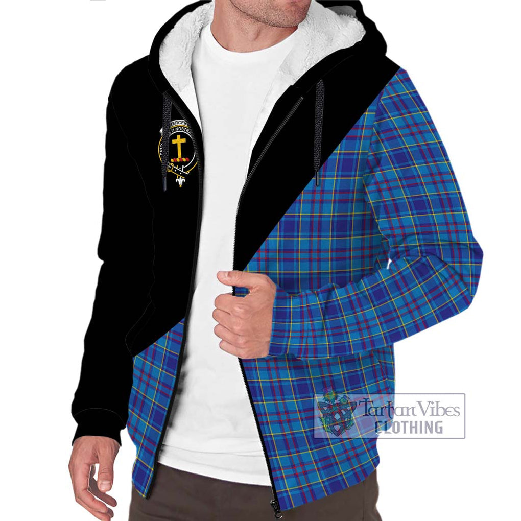 Mercer Tartan Sherpa Hoodie with Family Crest and Military Logo Style Unisex S - Tartanvibesclothing Shop