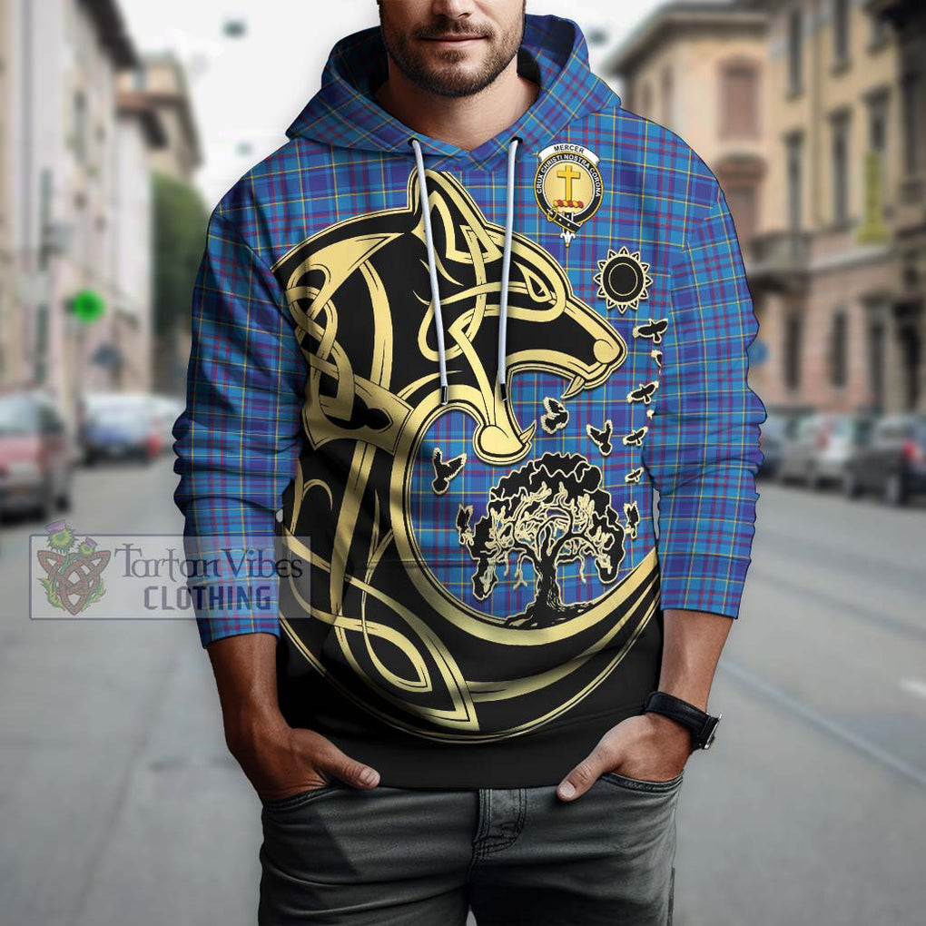 Mercer Tartan Hoodie with Family Crest Celtic Wolf Style Zip Hoodie - Tartan Vibes Clothing