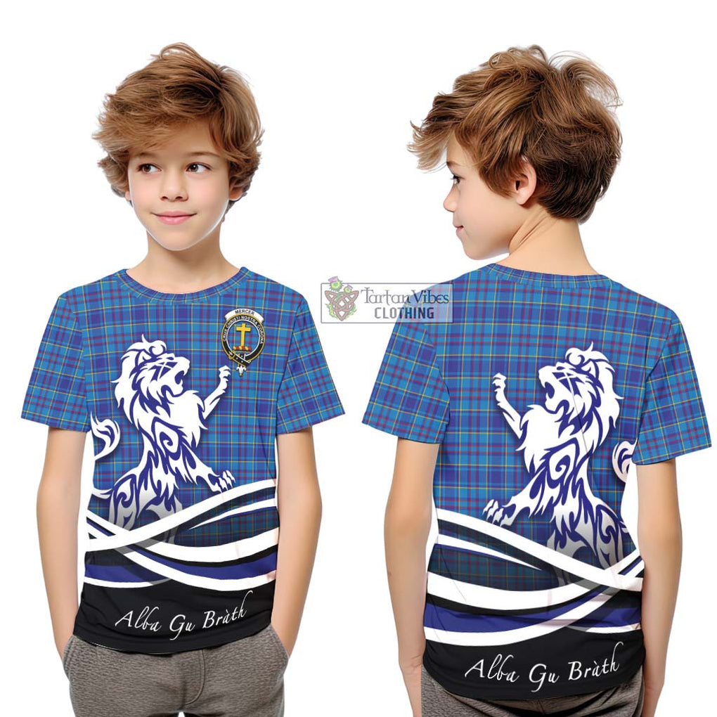 Mercer Tartan Kid T-Shirt with Alba Gu Brath Regal Lion Emblem Youth XL Size14 - Tartanvibesclothing Shop