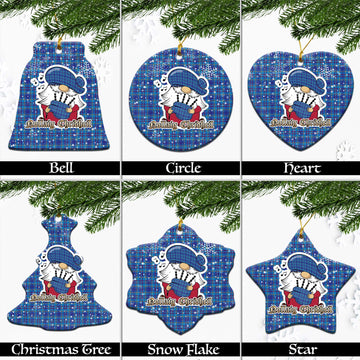 Mercer Tartan Christmas Ceramic Ornaments with Scottish Gnome Playing Bagpipes