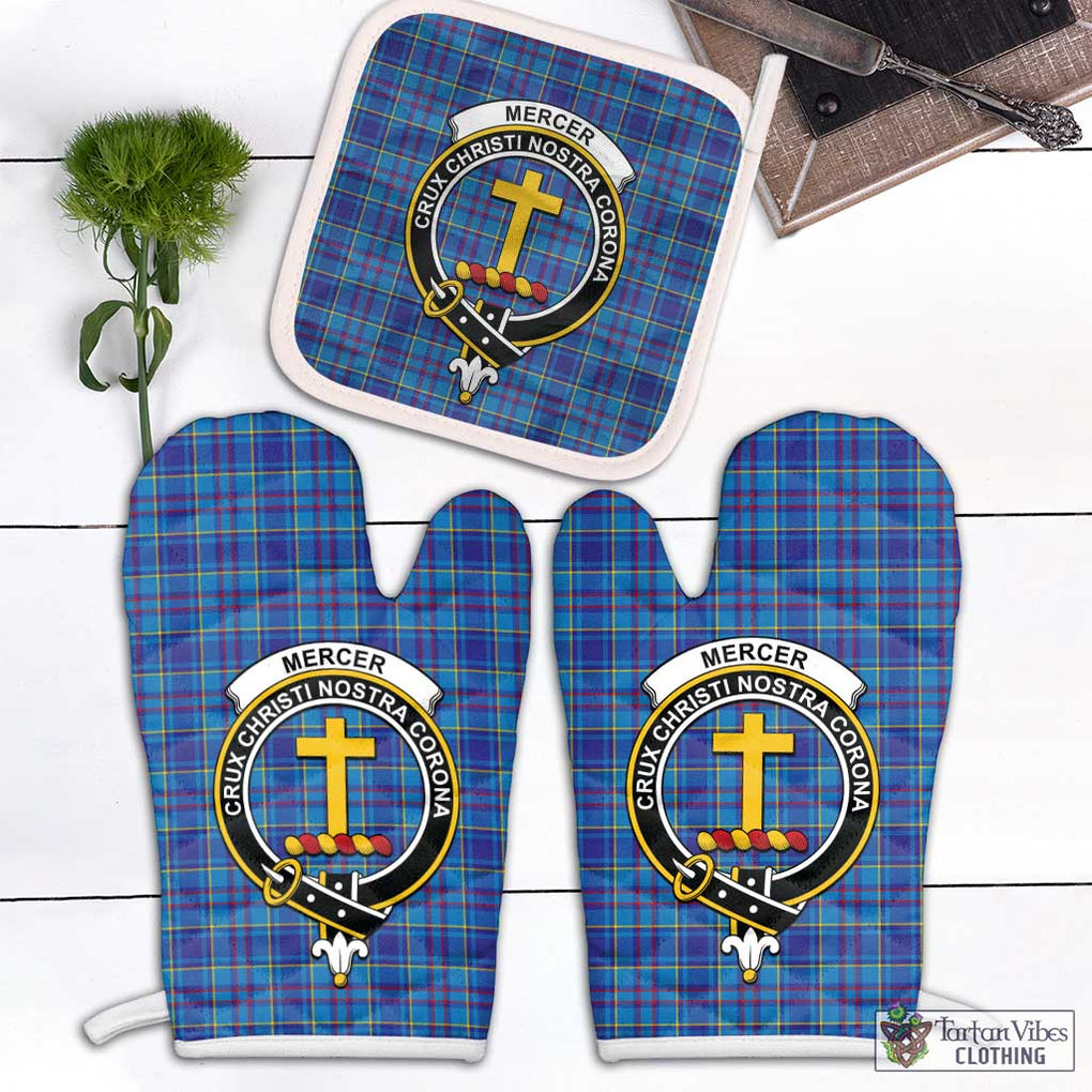 Mercer Tartan Combo Oven Mitt & Pot-Holder with Family Crest White - Tartan Vibes Clothing