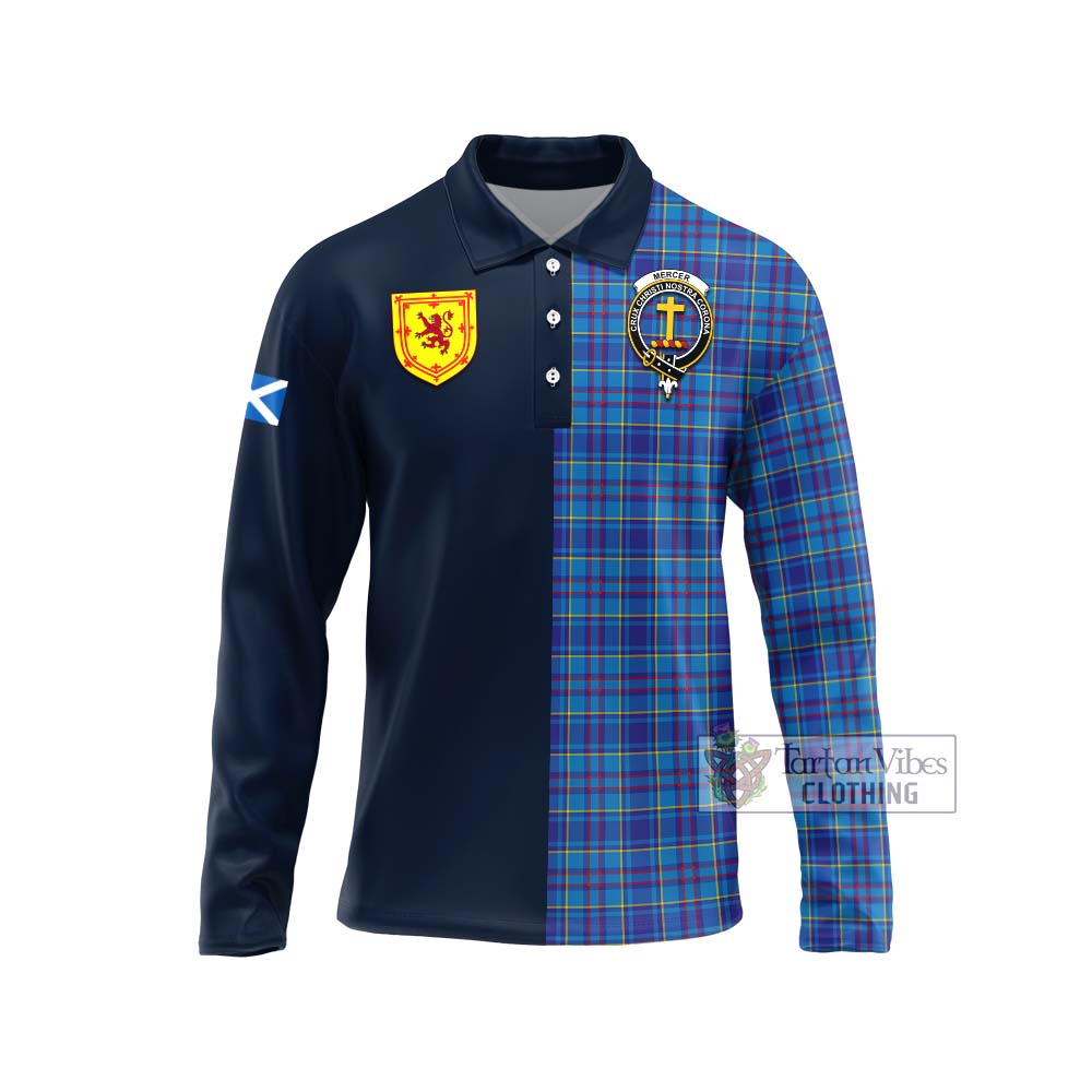 Tartan Vibes Clothing Mercer Modern Tartan Long Sleeve Polo Shirt with Scottish Lion Royal Arm Half Style