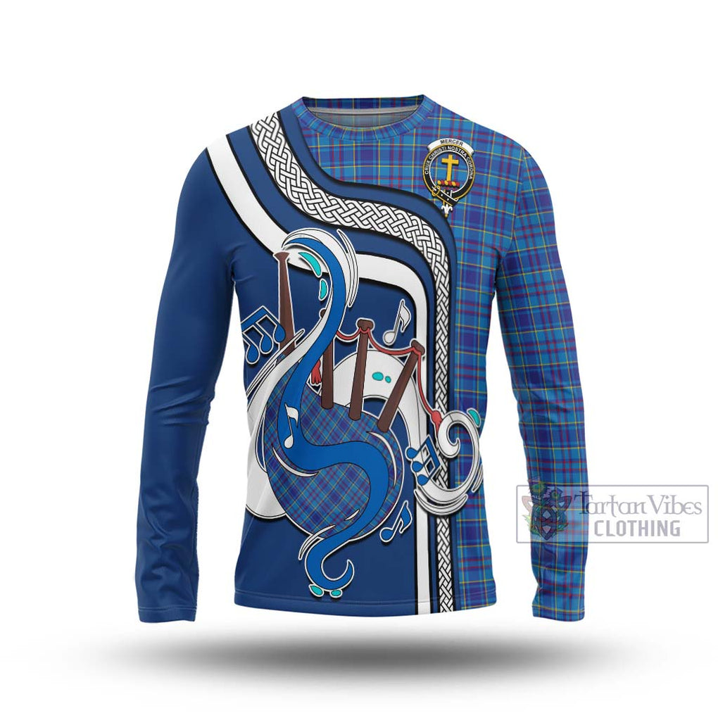 Tartan Vibes Clothing Mercer Modern Tartan Long Sleeve T-Shirt with Epic Bagpipe Style