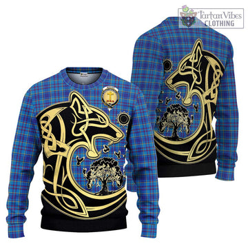 Mercer Tartan Ugly Sweater with Family Crest Celtic Wolf Style