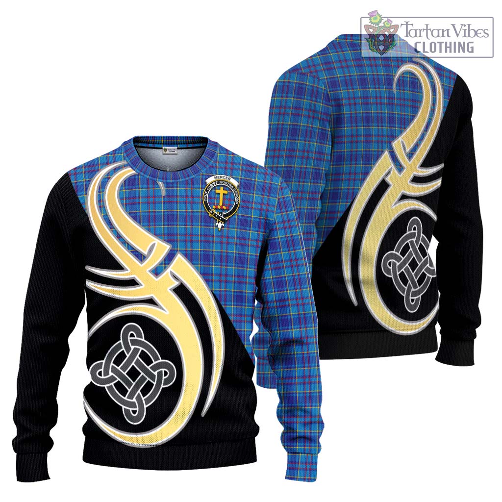 Mercer Tartan Knitted Sweater with Family Crest and Celtic Symbol Style Unisex - Tartan Vibes Clothing