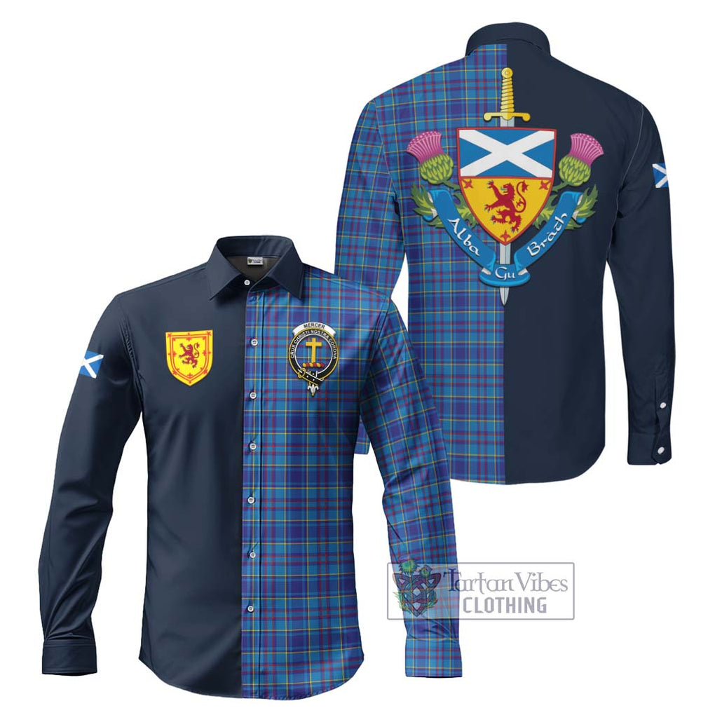 Tartan Vibes Clothing Mercer Modern Tartan Long Sleeve Button Shirt with Scottish Lion Royal Arm Half Style