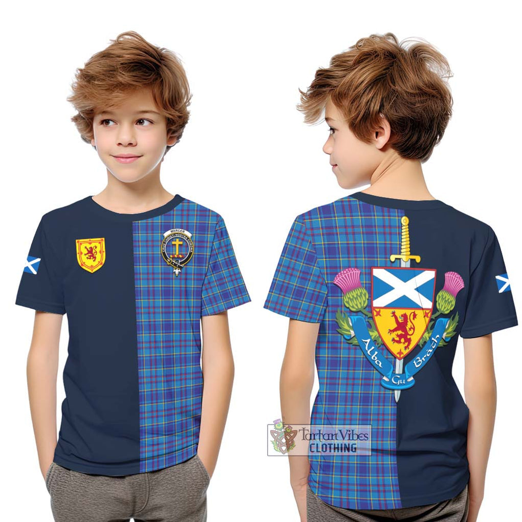 Tartan Vibes Clothing Mercer Modern Tartan Kid T-Shirt with Scottish Lion Royal Arm Half Style