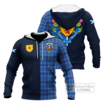 Mercer Tartan Knitted Hoodie Alba with Scottish Lion Royal Arm Half Style