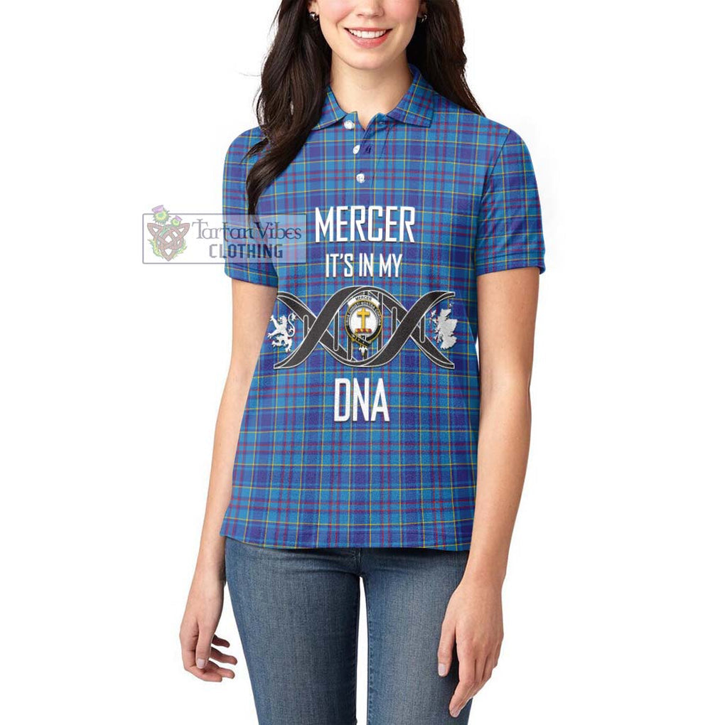 Mercer Tartan Women's Polo Shirt with Family Crest DNA In Me Style Women - Tartanvibesclothing Shop