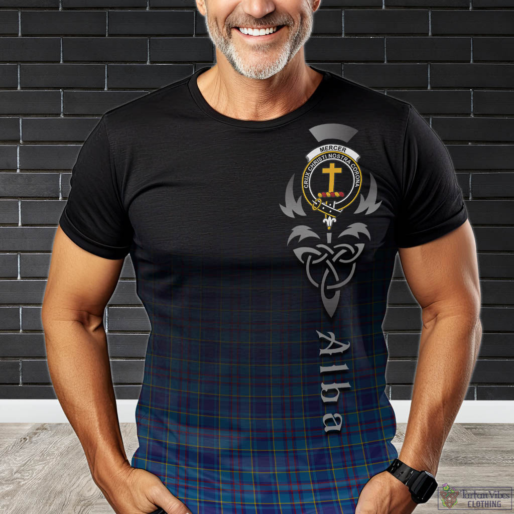 Tartan Vibes Clothing Mercer Modern Tartan T-Shirt Featuring Alba Gu Brath Family Crest Celtic Inspired