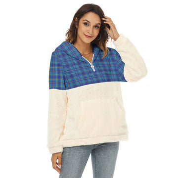 Mercer Tartan Women's Borg Fleece Hoodie With Half Zip