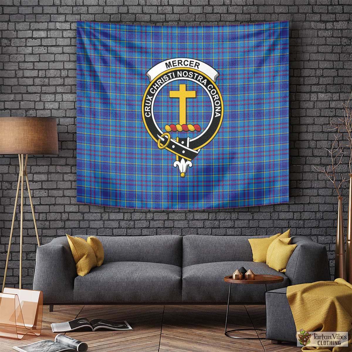 Tartan Vibes Clothing Mercer Modern Tartan Tapestry Wall Hanging and Home Decor for Room with Family Crest