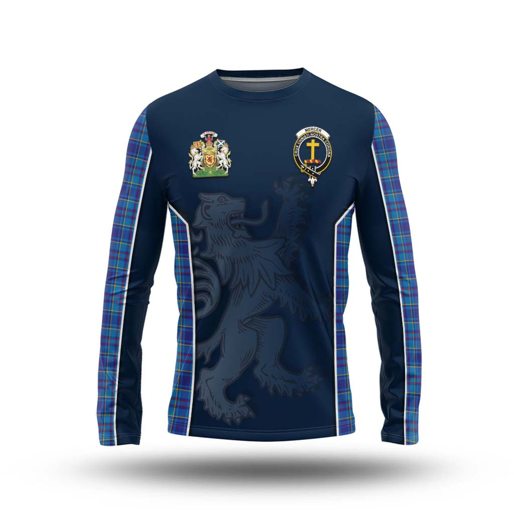 Mercer Tartan Long Sleeve T-Shirt with Family Crest and Lion Rampant Vibes Sport Style Unisex - Tartan Vibes Clothing