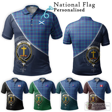 Mercer Tartan Polo Shirt with Personalised National Flag and Family Crest Half Style