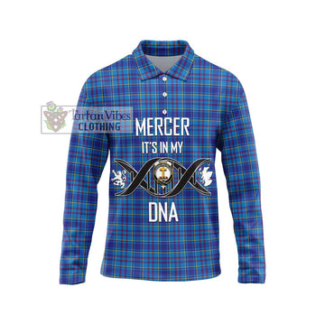 Mercer Tartan Long Sleeve Polo Shirt with Family Crest DNA In Me Style