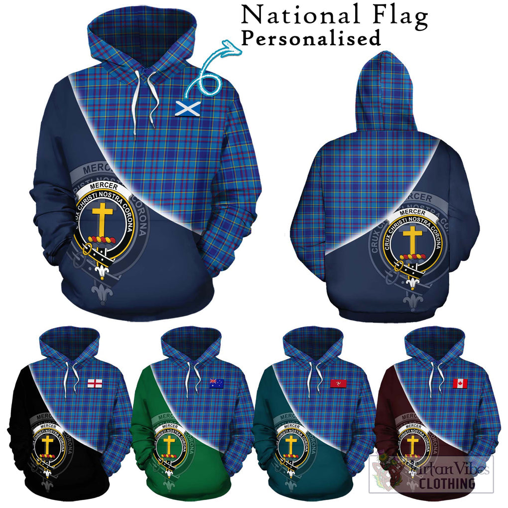 Mercer Tartan Hoodie with Personalised National Flag and Family Crest Half Style Zip Hoodie - Tartanvibesclothing Shop