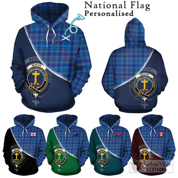 Mercer Tartan Hoodie with Personalised National Flag and Family Crest Half Style