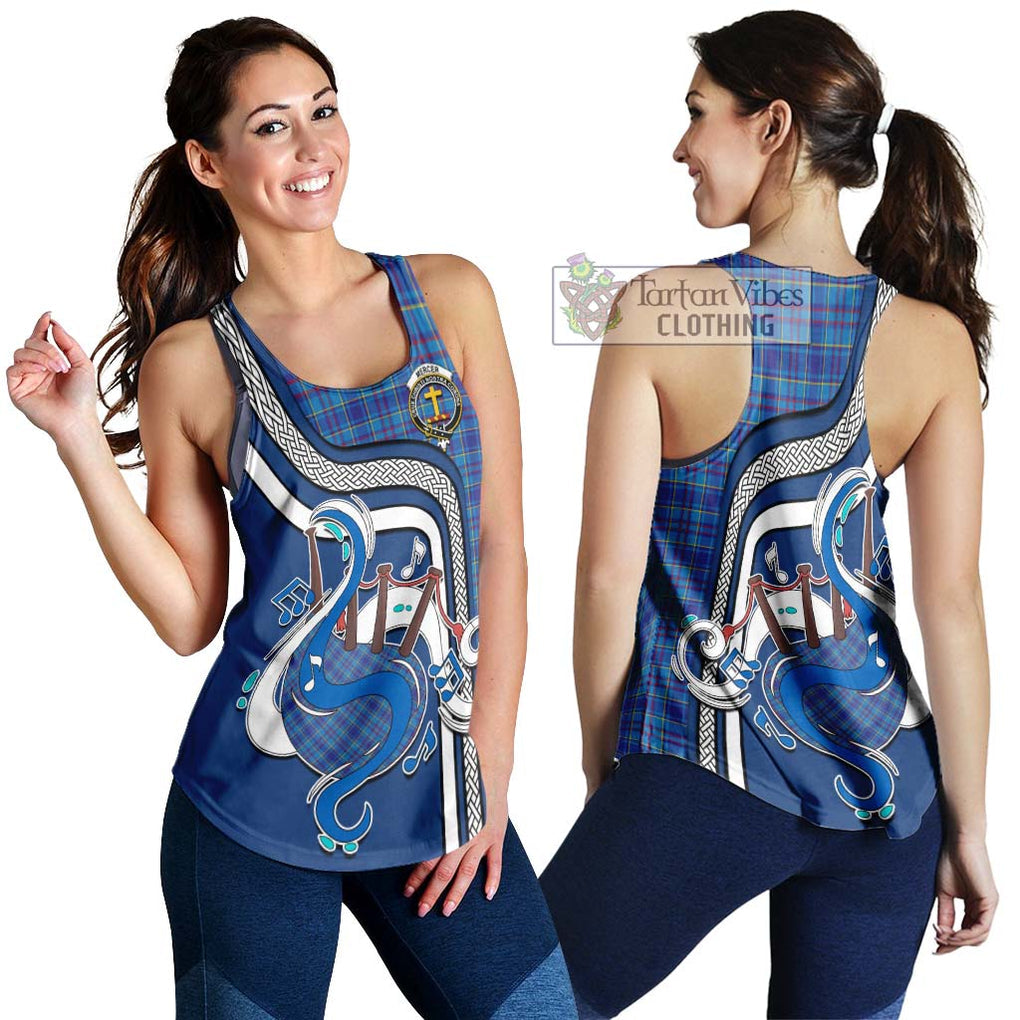 Mercer Tartan Women's Racerback Tanks with Epic Bagpipe Style 4XL - Tartanvibesclothing Shop