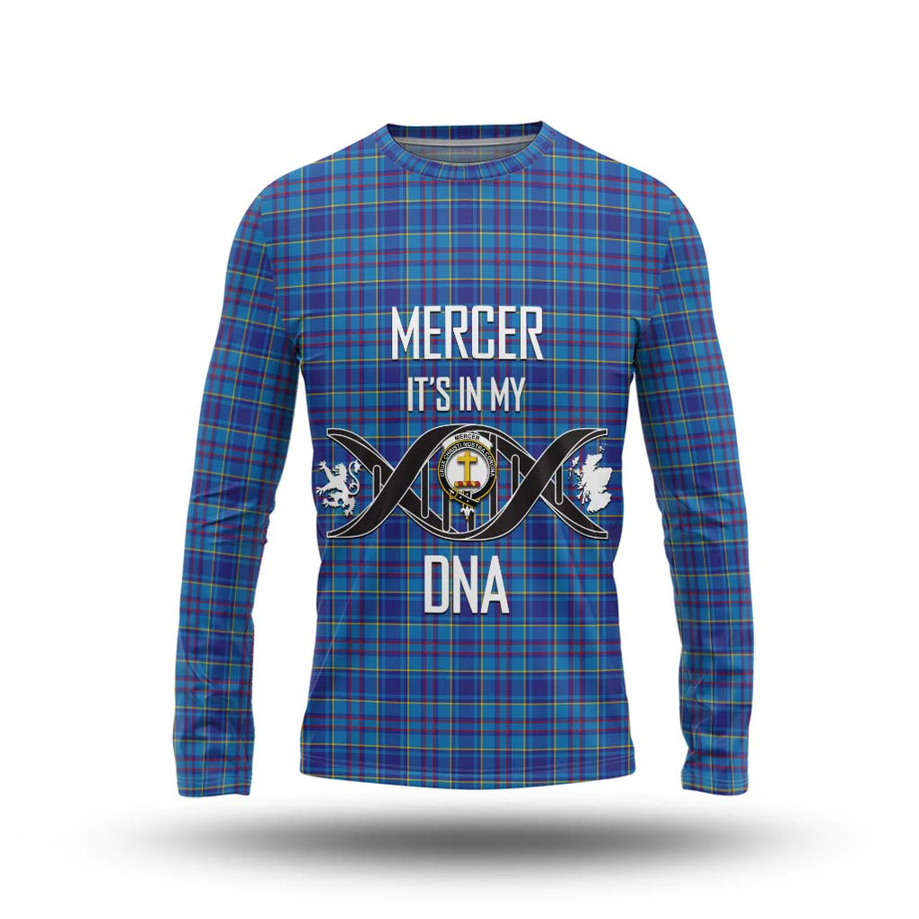 Mercer Tartan Long Sleeve T-Shirt with Family Crest DNA In Me Style Unisex - Tartanvibesclothing Shop