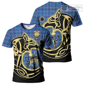 Mercer Tartan T-Shirt with Family Crest Celtic Wolf Style