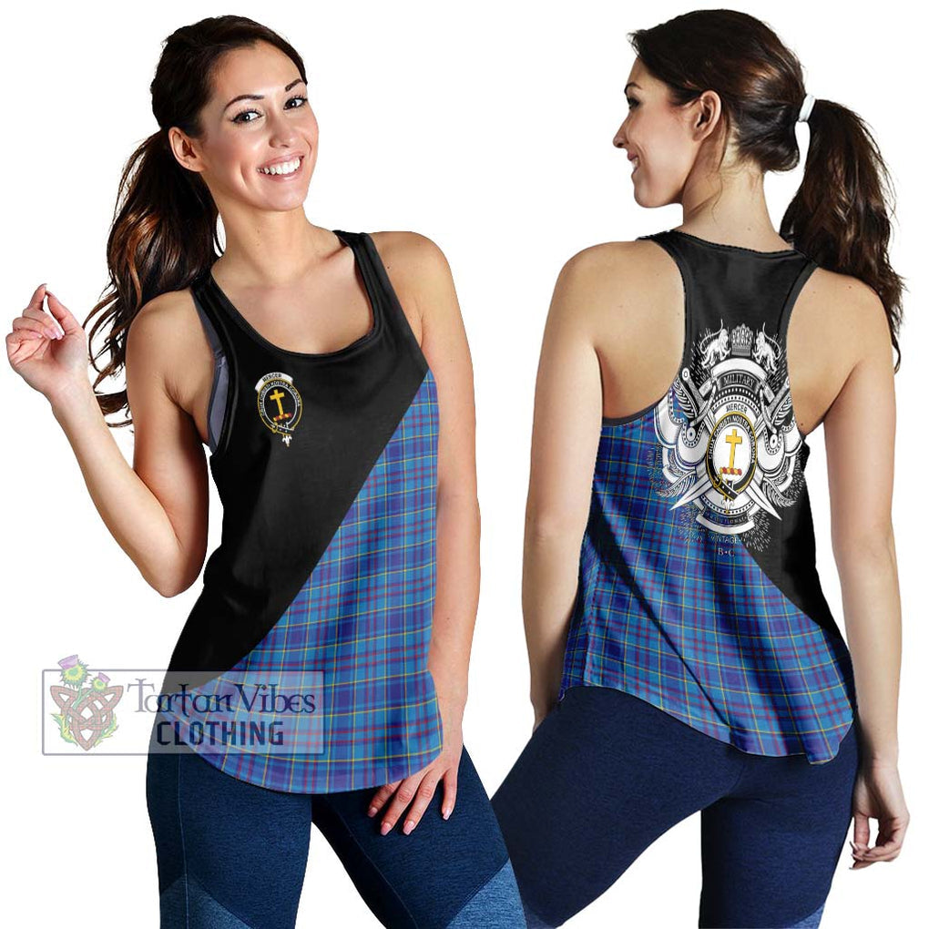 Mercer Tartan Women's Racerback Tanks with Family Crest and Military Logo Style 4XL - Tartanvibesclothing Shop