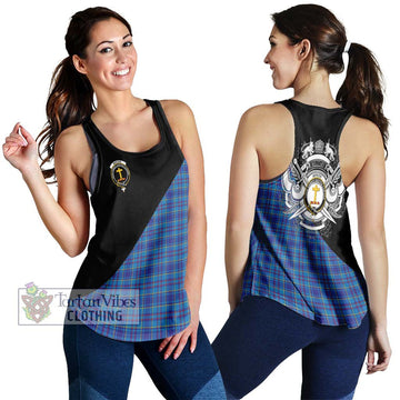 Mercer Tartan Women's Racerback Tanks with Family Crest and Military Logo Style