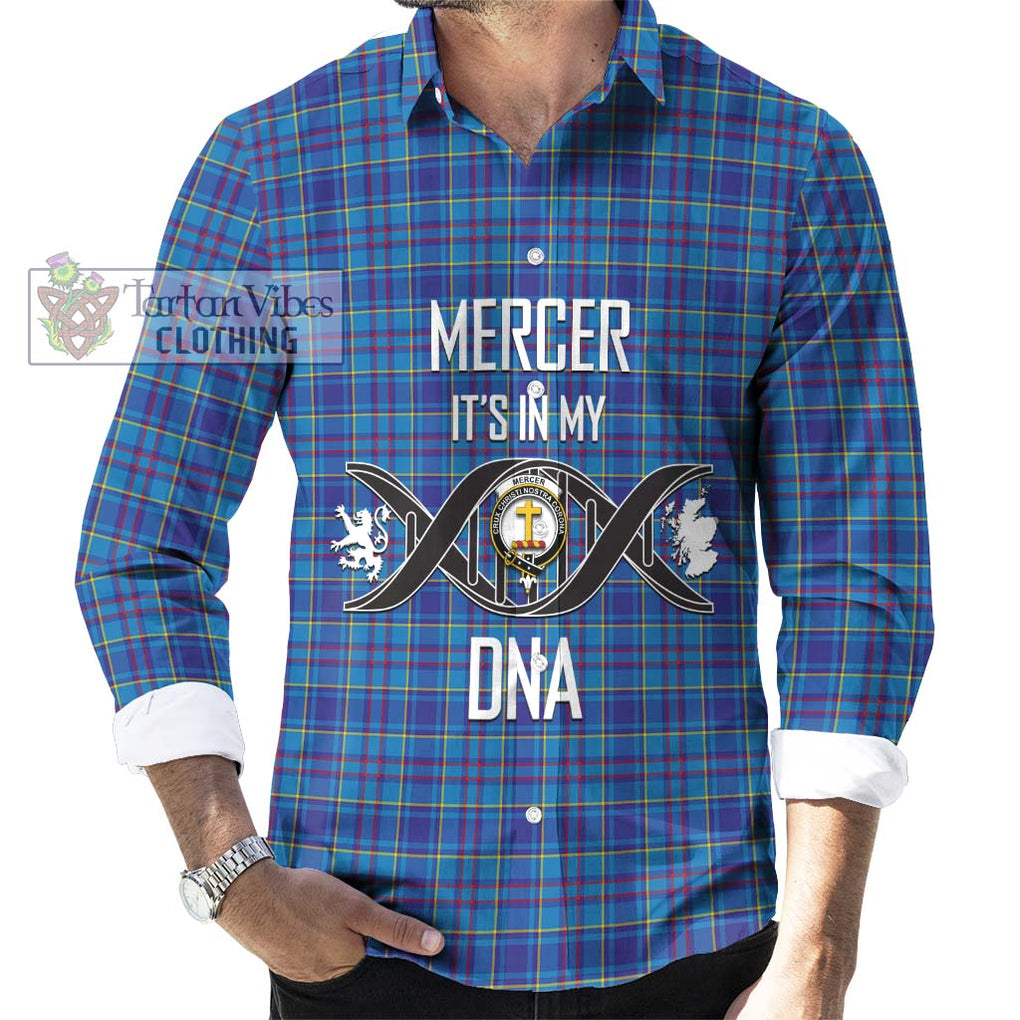 Mercer Tartan Long Sleeve Button Shirt with Family Crest DNA In Me Style Men's Shirt S - Tartanvibesclothing Shop